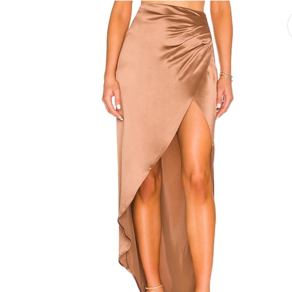 NONchalant Label Kamila Satin Skirt in Metallic Brown